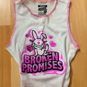 Happy bunny broken promises crop top